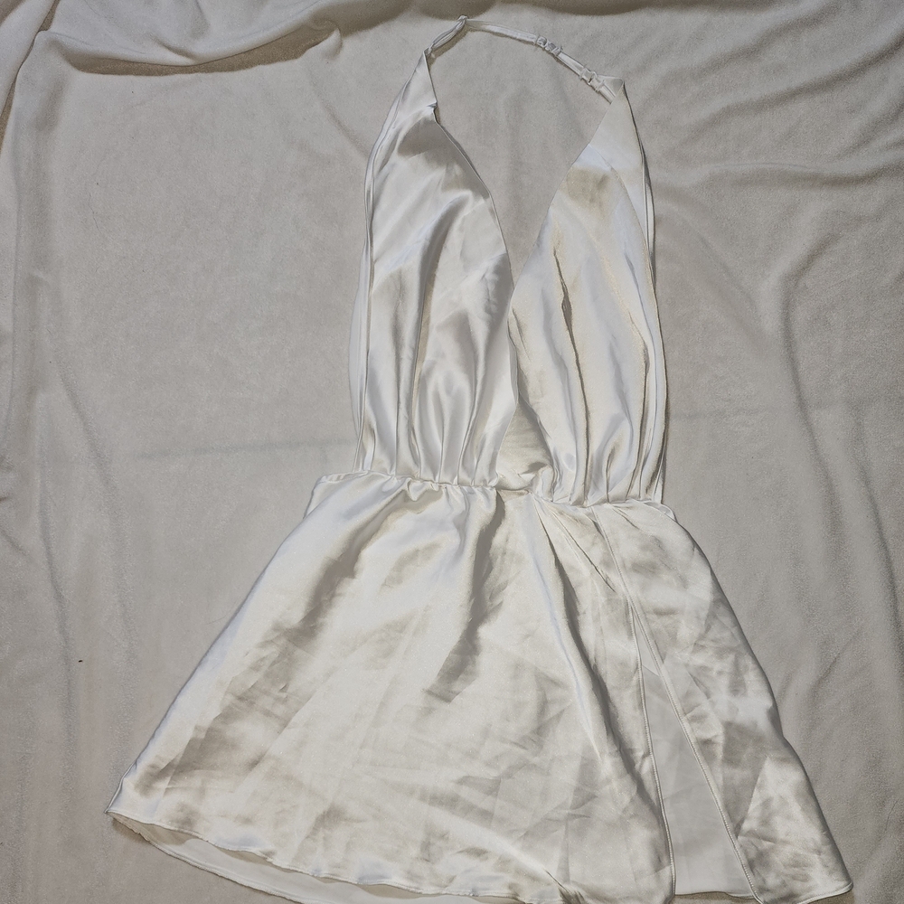 Dreamgirl White Satin Backless Halter Dress